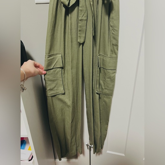 Monteau Olive Green Jumpsuit with Tie Belt - Picture 2 of 5
